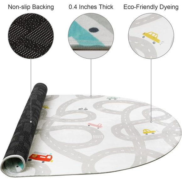 Road Traffic Washable Non-Slip Playroom Play Carpet - Picture 4 of 8